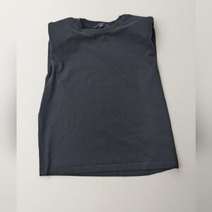 All Saints black padded shoulder muscle tee